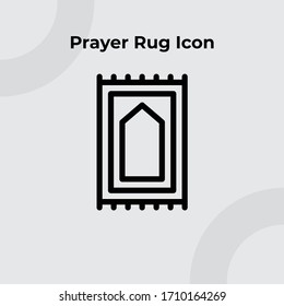 Prayer Rug Icon with Outline Style, Muslim and Ramadan Theme, Vector Editable