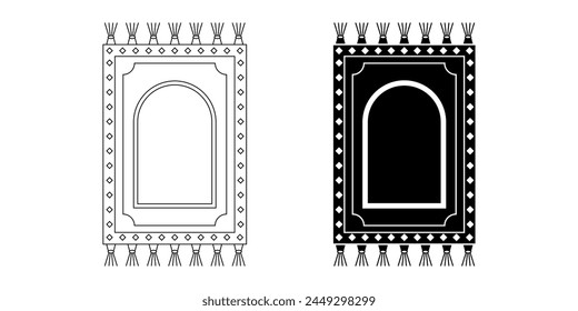Prayer rug icon set isolated on white background