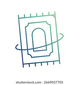 Icono de alfombra de oración con Vector de fondo blanco