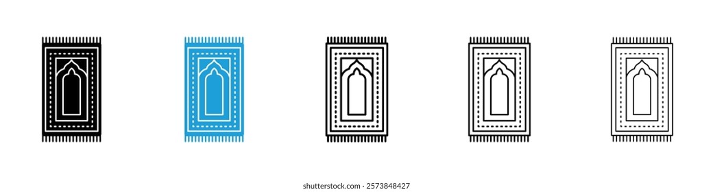 Prayer rug icons in filled and 3 stroke weights