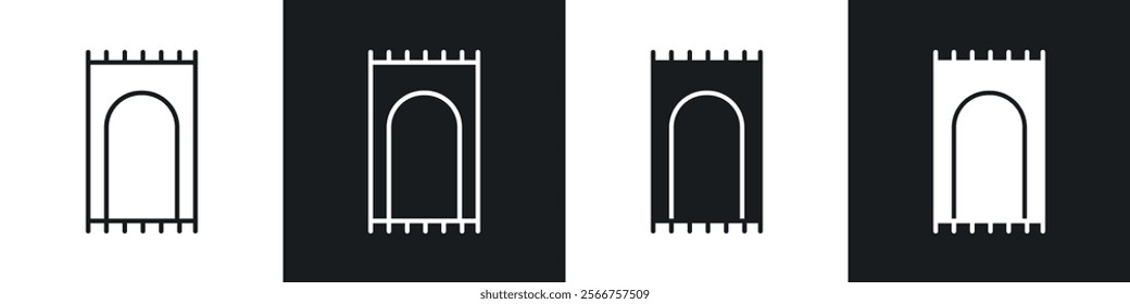 Prayer rug icons in Thin line black color. flat simple vector symbols illustration.