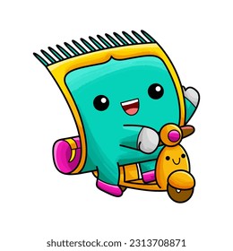 prayer rug kawaii character vector illustration