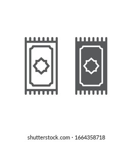 Prayer Rug line and glyph icon, ramadan and islam, prayer carpet sign, vector graphics, a linear pattern on a white background, eps 10