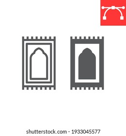 Prayer rug line and glyph icon, happy ramadan and religion, prayer carpet vector icon, vector graphics, editable stroke outline sign, eps 10