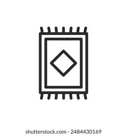 Alfombra de oración, icono de estilo lineal. Ancho de trazo editable