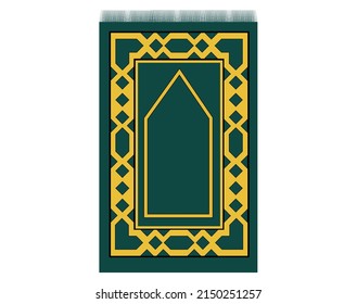 Prayer rug for Muslims in green and gold colors