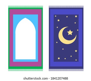 Prayer rug on a white background. Cartoon. Vector illustration.