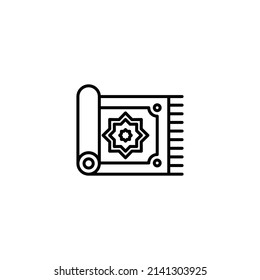 Prayer Rug Outline Icon - Ramadan and Eid Mubarak Icon Concept Vector Illustration.