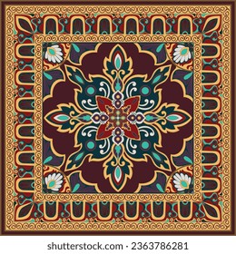Alfombra de oración. pañuelo cuadrado. alfombra de flores abstractas, azulejos