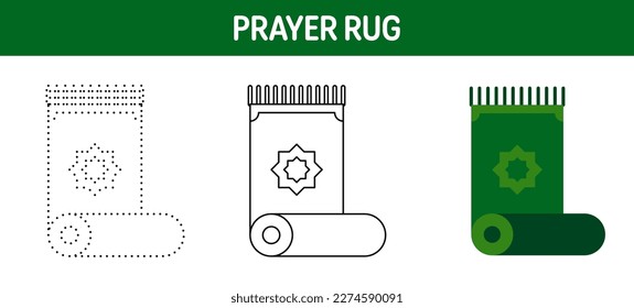 Prayer Rug tracing and coloring worksheet for kids