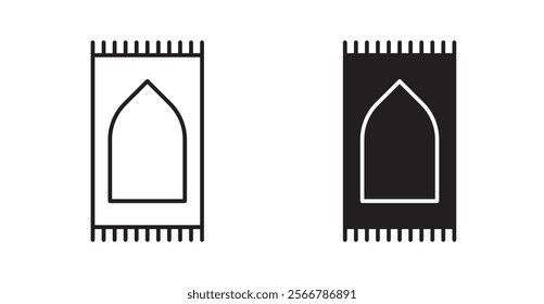 Prayer rug vector line icon illustration