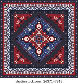 Prayer rug, vintage tile pattern, abstract pattern scarf, mat