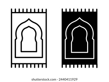 Prayer Rugs and Islamic Mat Icons. Decorative Carpet and Worship Symbol Set