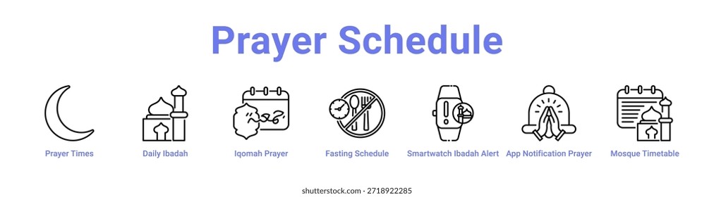 Ícone de Programação de Oração banner e coleção