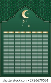 modelo de cartaz de agenda de orações, horário do Ramadã