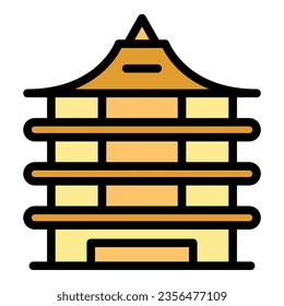 Prayer temple icon outline vector. City culture. Nepal skyline color flat