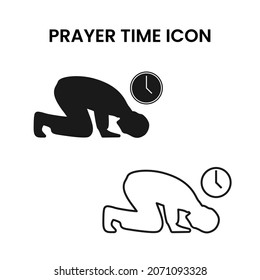 Prayer time icon set. Illustration of prayer, prayer time has entered. Suitable for other Islamic icons.