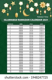 Prayer Times Schedule Ramadan 2021 Islamabad Stock Vector (Royalty Free