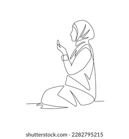 Prayer vector illustration drawn in line art style