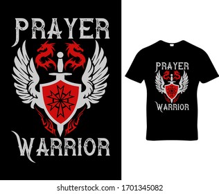 Prayer Warrior typography t-shirt design template vector.     