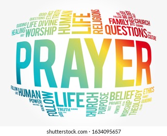 Prayer word cloud collage, religion concept background