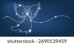 Praying angel with lights. Continuous line drawing. 