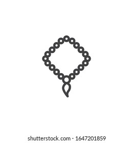 Praying beads line icon. linear style sign for mobile concept and web design. Beads, rosary, tasbih outline vector icon. Symbol, logo illustration. Vector graphics