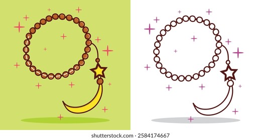 a praying beads for a Muslim for a Ramadan design element or coloring book element