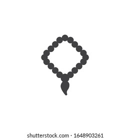 Praying beads vector icon. filled flat sign for mobile concept and web design. Beads, rosary, tasbih glyph icon. Symbol, logo illustration. Vector graphics