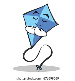 Praying blue face kite character cartoon