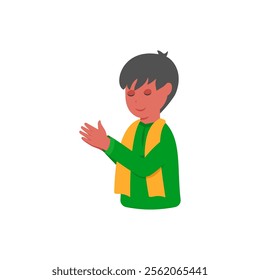 Praying Boy, Diwali, Hindu, Indian Symbol Illustration