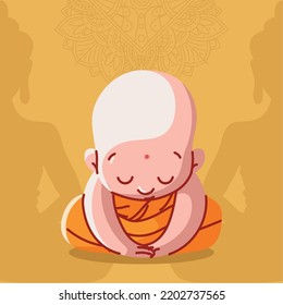 praying buddhist monk, vector design