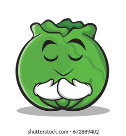 Praying cabbage cartoon character style