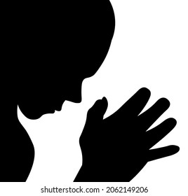 Praying child silhouette vector illustration