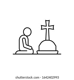 Praying, cross icon. Simple line, outline vector religion icons for ui and ux, website or mobile application