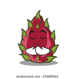 Praying dragon fruit character cartoon vector illustration