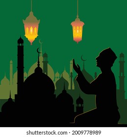 praying during the hajj vector illustration, Islamic Hajj Background Design