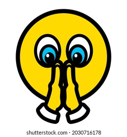 Praying emoji - folded hands emoticon - vector illustration