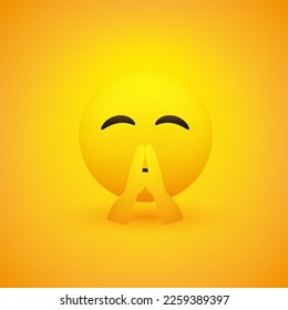 Praying Emoji with Folded Hands - Emoticon with Closed Eyes on Yellow Background - Vector Design Illustration for Web and Instant Messaging