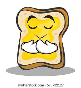 Praying face bread character cartoon