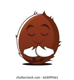 Praying face coconut cartoon character vector art