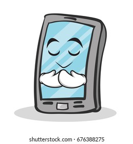 Praying face smartphone cartoon character