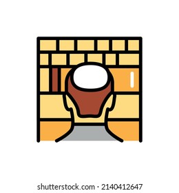 Praying In Front Of The Wailing Wall Line Color Icon. Isolated Vector Element. Outline Pictogram For Web Page, Mobile App, Promo