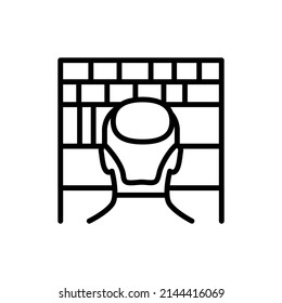 Praying In Front Of The Wailing Wall Line Color Icon. Isolated Vector Element. Outline Pictogram For Web Page, Mobile App, Promo