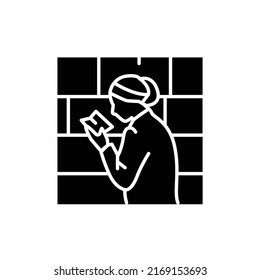 Praying In Front Of The Wailing Wall Line Color Icon. Isolated Vector Element. Outline Pictogram For Web Page, Mobile App, Promo