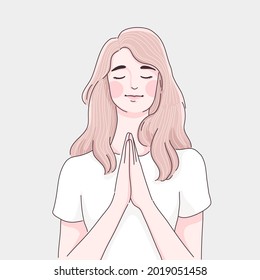 Praying Girl Cartoon Illustration Design Vector Stock Vector (Royalty ...