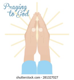 Praying to God design over white background, vector illustration