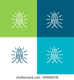 Praying green and blue material color minimal icon or logo design