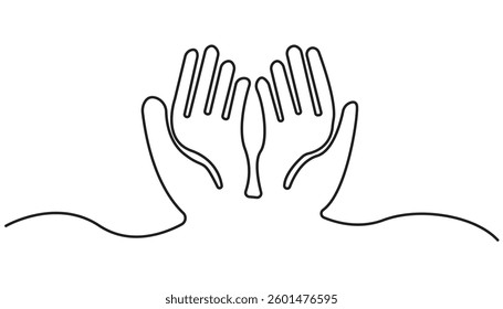 Praying hand continuous one line drawing 