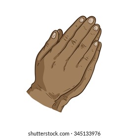 Praying Hand With Dark Brown Hand To Pray To The God